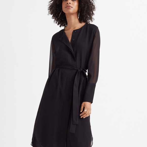 CLUB MONACO Shirttail Belted Black Dress size SMALL - Picture 5 of 7